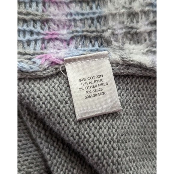 Christopher & Banks Cardigan Sweater Gray Fair Isle Longline Misses Size M New - Picture 6 of 7
